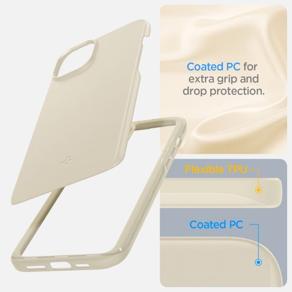 Spigen iPhone 15 Skal Thin Fit Mute Beige