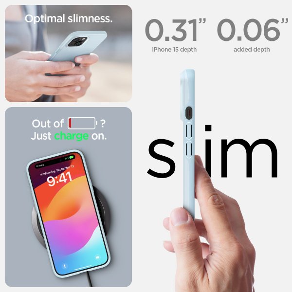 Spigen iPhone 15 Skal Thin Fit Mute Blue