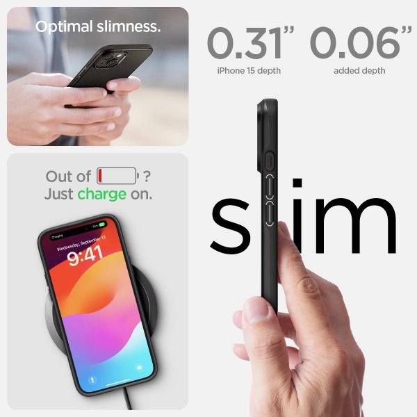 Spigen iPhone 15 Skal Thin Fit Svart