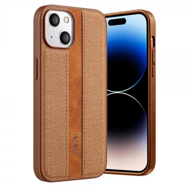 X-Level iPhone 15 Skal Tygtextur Brun