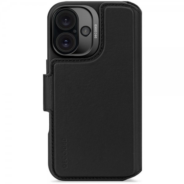 Decoded iPhone 16 Fodral Leather Detachable Wallet Svart