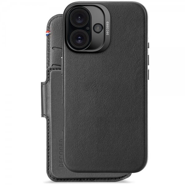 Decoded iPhone 16 Fodral Leather Detachable Wallet Svart