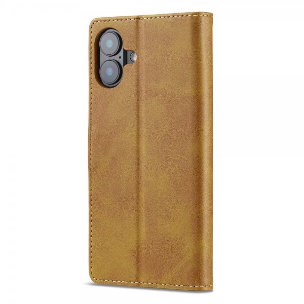 Lc.Imeeke iPhone 16 Fodral med Kortfack Stativfunktion Ljusbrun