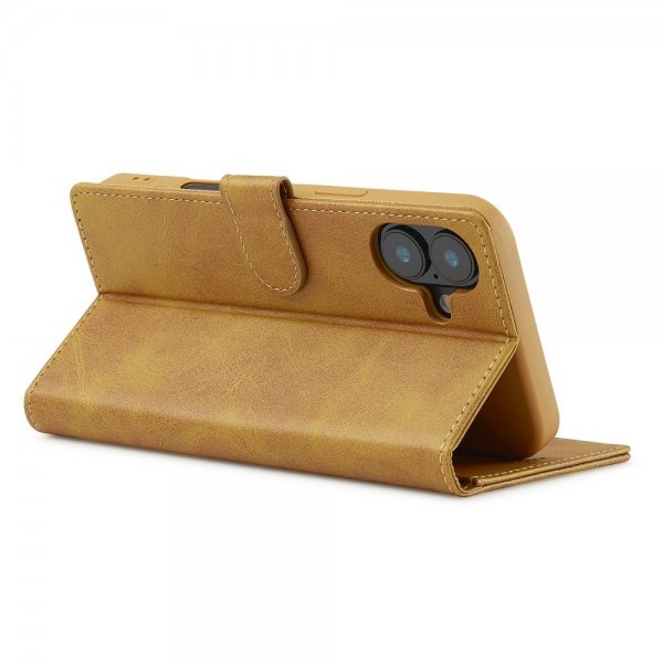 Lc.Imeeke iPhone 16 Fodral med Kortfack Stativfunktion Ljusbrun