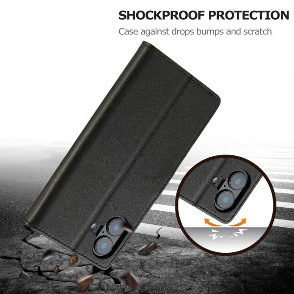 Lc.Imeeke iPhone 16 Fodral med Kortfack Stativfunktion Svart