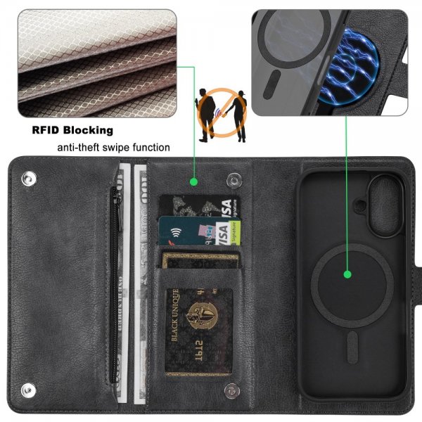 VILI iPhone 16 Fodral med Löstagbart Skal GV Series MagSafe Svart
