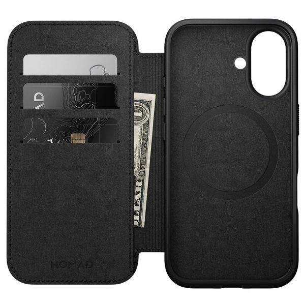 Nomad iPhone 16 Fodral Modern Leather Folio Svart