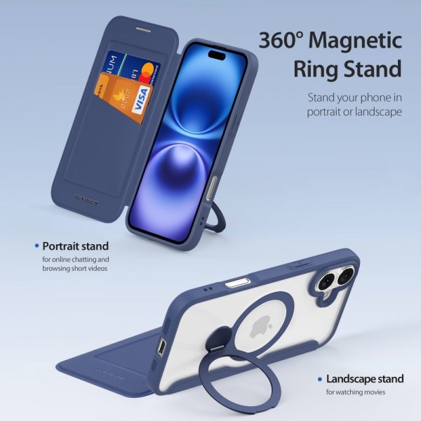 Dux Ducis iPhone 16 Fodral Skin X Pro Series Kickstand MagSafe Blå