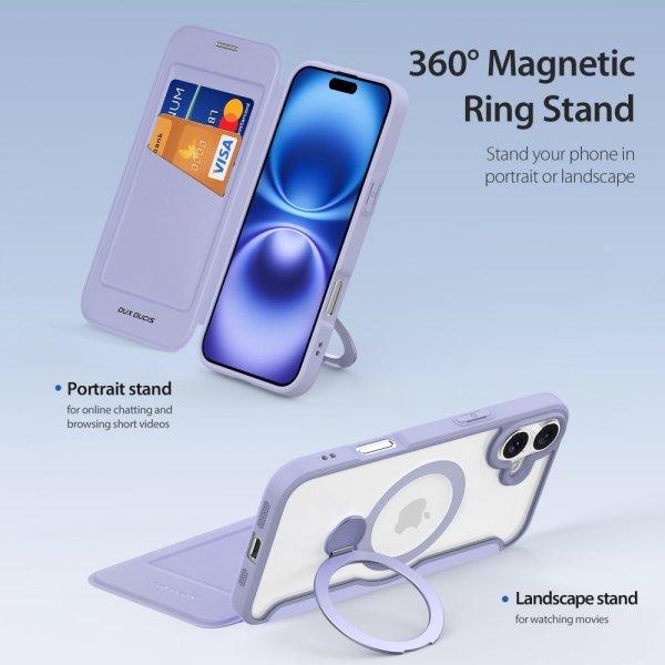Dux Ducis iPhone 16 Fodral Skin X Pro Series Kickstand MagSafe Lila