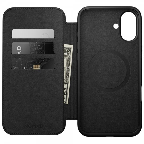 Nomad iPhone 16 Plus Fodral Modern Leather Folio Svart