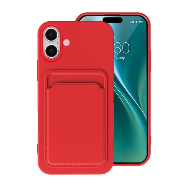 iPhone 16 Plus Skal Korthållare Röd