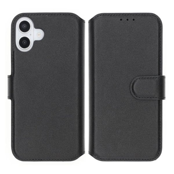 Rvelon iPhone 16 Plus Fodral Äkta Läder Svart