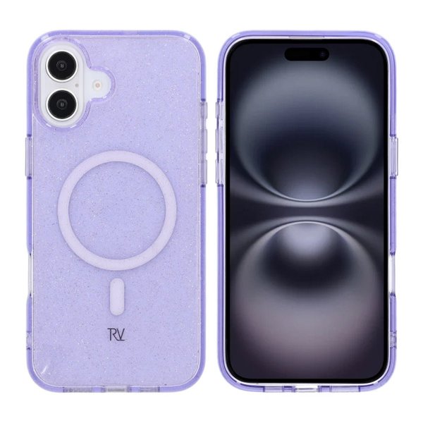 Rvelon iPhone 16 Plus Skal Glitter MagSafe Lila