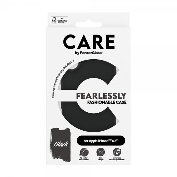 CARE by PanzerGlass iPhone 16 Plus Skal Fashionable Svart