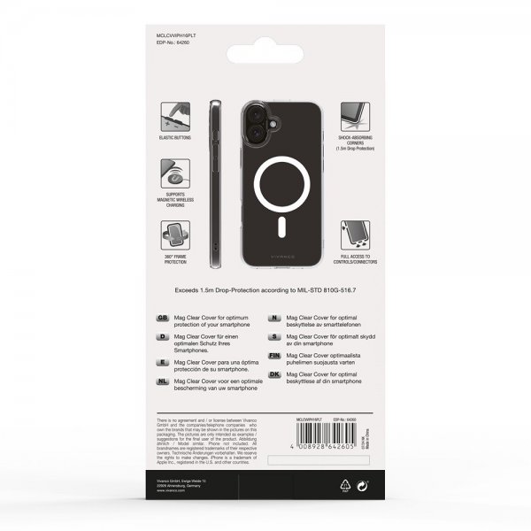 Vivanco iPhone 16 Plus Skal Mag Clear Transparent