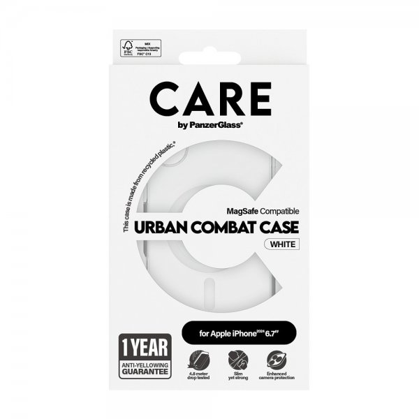 CARE by PanzerGlass iPhone 16 Plus Skal Urban Combat MagSafe Vit
