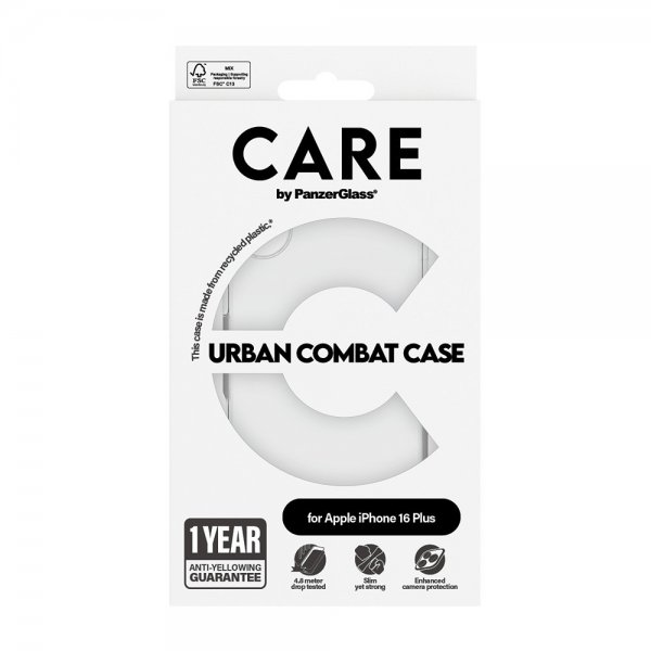 CARE by PanzerGlass iPhone 16 Plus Skal Urban Combat Transparent