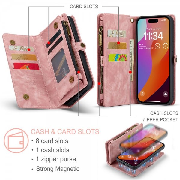 CaseMe iPhone 16 Pro Fodral 008 Series Löstagbart Skal Rosa