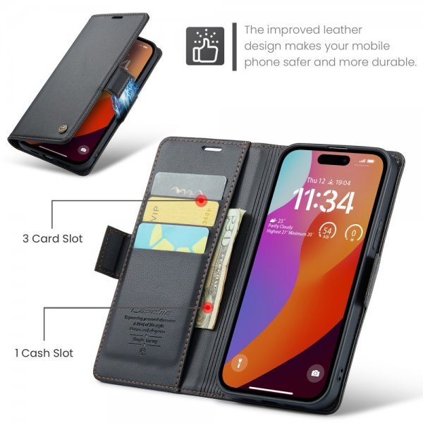 CaseMe iPhone 16 Pro Fodral 023 Series Svart