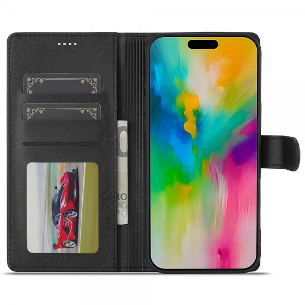 Lc.Imeeke iPhone 16 Pro Fodral med Kortfack Stativfunktion Svart