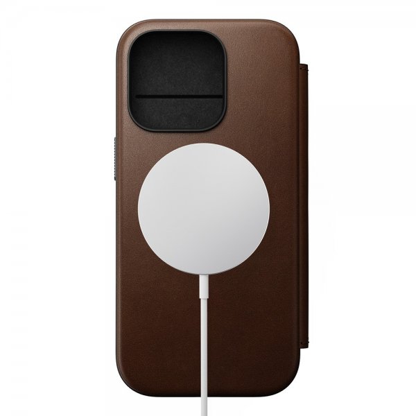 Nomad iPhone 16 Pro Fodral Modern Leather Folio Brun