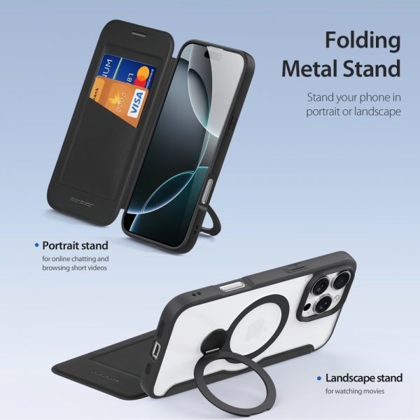 Dux Ducis iPhone 16 Pro Fodral Skin X Pro Series Kickstand MagSafe Svart