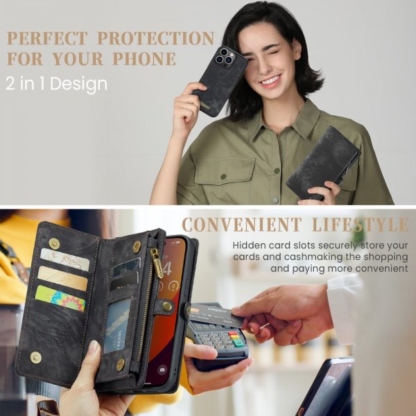CaseMe iPhone 16 Pro Max Fodral 008 Series Löstagbart Skal Svart