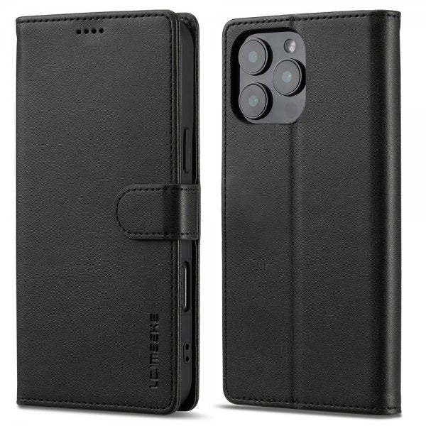 Lc.Imeeke iPhone 16 Pro Max Fodral med Kortfack Stativfunktion Svart