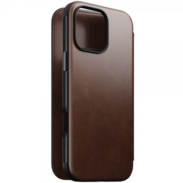 Nomad iPhone 16 Pro Max Fodral Modern Leather Folio Horween Rustic Brown
