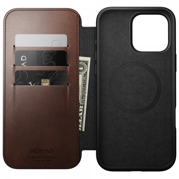 Nomad iPhone 16 Pro Max Fodral Modern Leather Folio Horween Rustic Brown