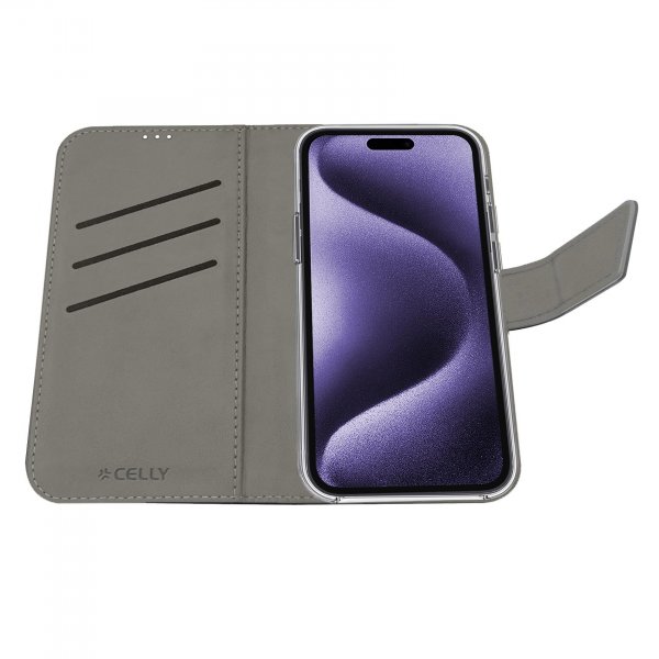 Celly iPhone 16 Pro Max Fodral Wally Wallet Case Svart