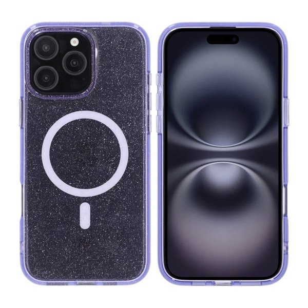 Rvelon iPhone 16 Pro Max Skal Glitter MagSafe Lila