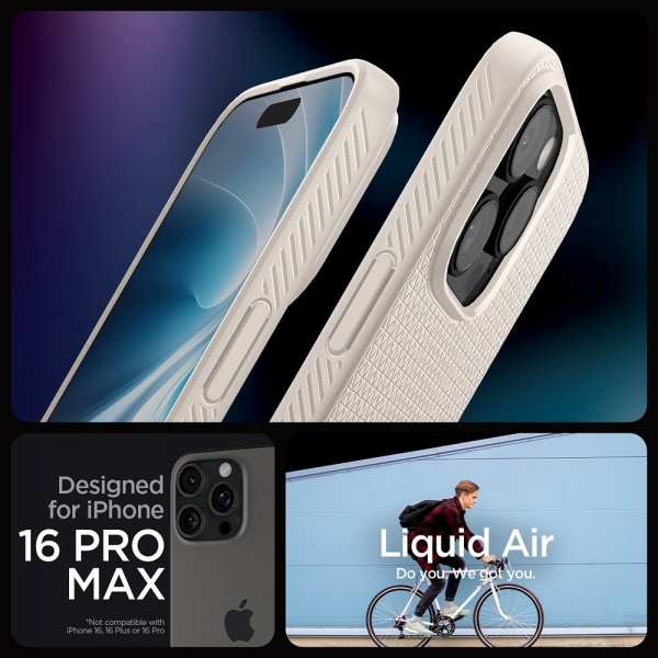 Spigen iPhone 16 Pro Max Skal Liquid Air Natural Titanium