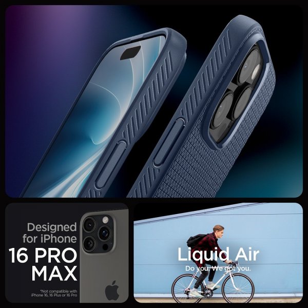 Spigen iPhone 16 Pro Max Skal Liquid Air Navy Blue