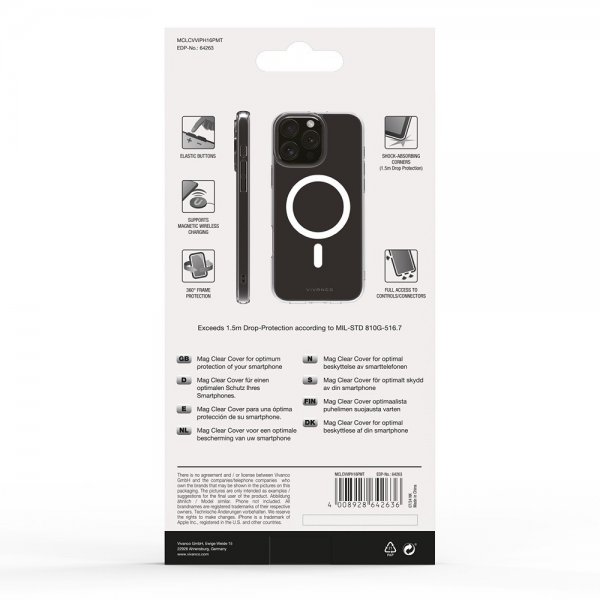 Vivanco iPhone 16 Pro Max Skal Mag Clear Transparent
