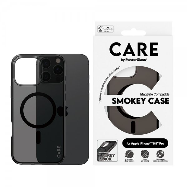 CARE by PanzerGlass iPhone 16 Pro Max Skal Smokey MagSafe Svart