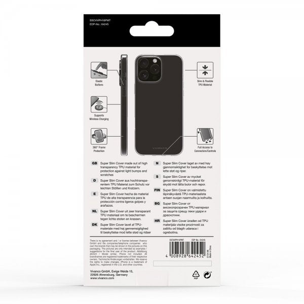 Vivanco iPhone 16 Pro Max Skal Super Slim Transparent