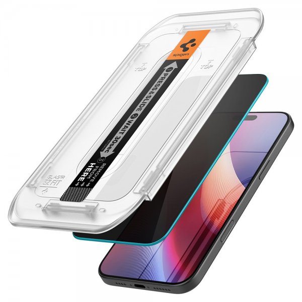 Spigen iPhone 16 Pro Max/iPhone 17 Pro Max Skärmskydd GLAS.tR EZ Fit Privacy 2-pack