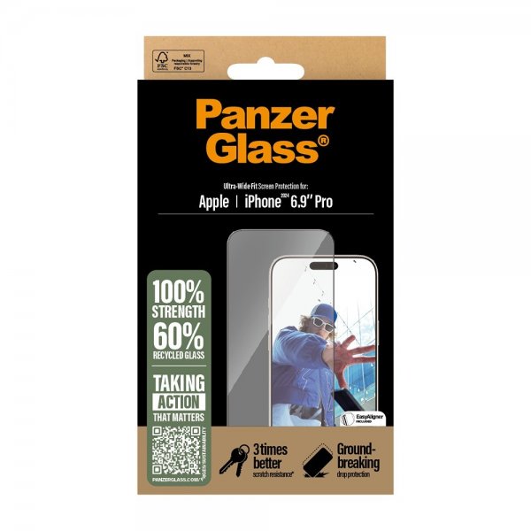 PanzerGlass iPhone 16 Pro Max Skärmskydd Ultra-Wide Fit EasyAligner