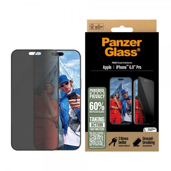 PanzerGlass iPhone 16 Pro Max Skärmskydd Ultra-Wide Fit Privacy EasyAligner