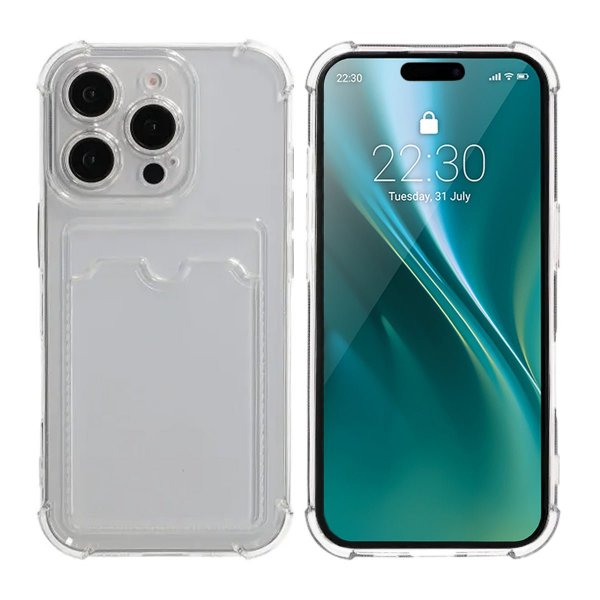 iPhone 16 Pro Skal Korthållare Stöttåligt Transparent