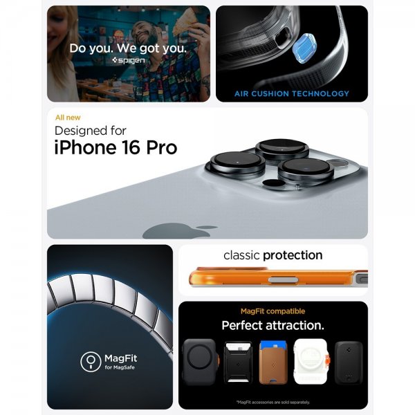 Spigen iPhone 16 Pro Skal Classic C1 MagFit Tangerine