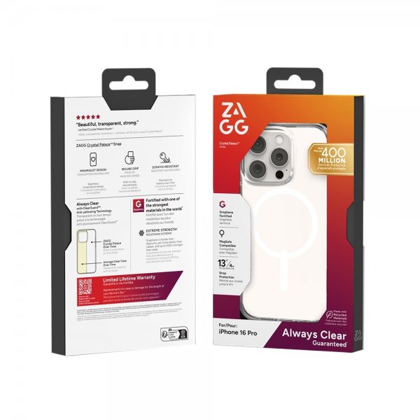 ZAGG iPhone 16 Pro Skal Crystal Palace Snap Transparent