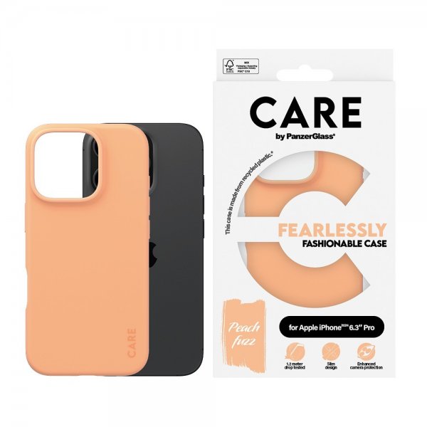 CARE by PanzerGlass iPhone 16 Pro Skal Fashionable Peachy
