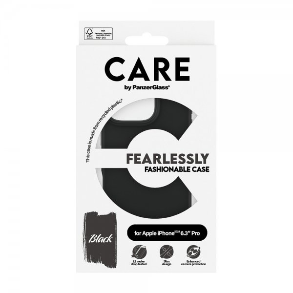 CARE by PanzerGlass iPhone 16 Pro Skal Fashionable Svart