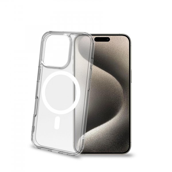 Celly iPhone 16 Pro Skal GELSKINMAG MagSafe Transparent Vit