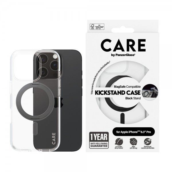 CARE by PanzerGlass iPhone 16 Pro Skal Kickstand MagSafe Svart