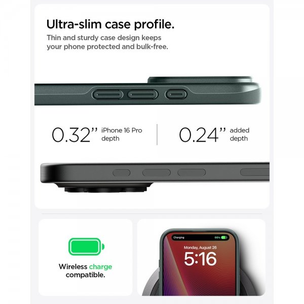 Spigen iPhone 16 Pro Skal Thin Fit MagFit Abyss Green