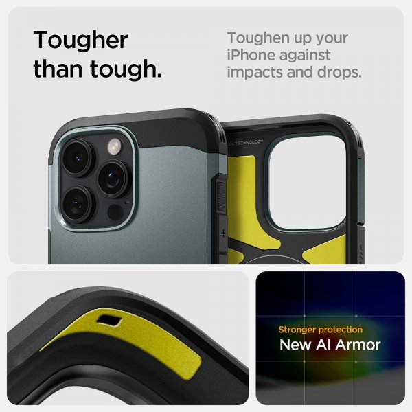 Spigen iPhone 16 Pro Skal Tough Armor MagFit Abyss Green