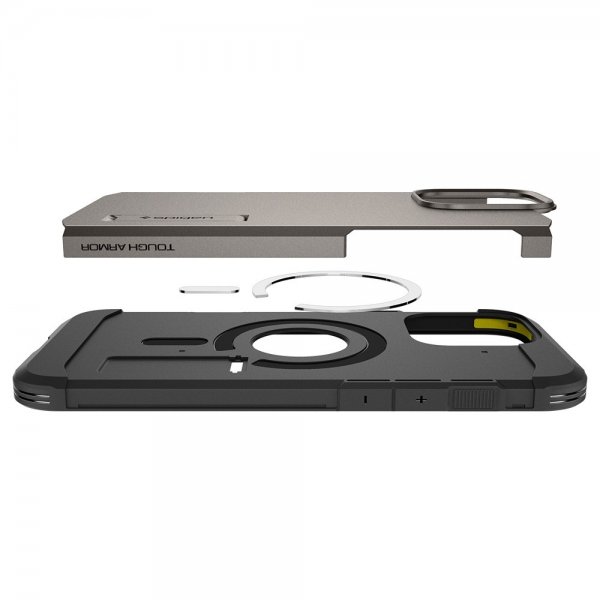 Spigen iPhone 16 Pro Skal Tough Armor MagFit Gunmetal